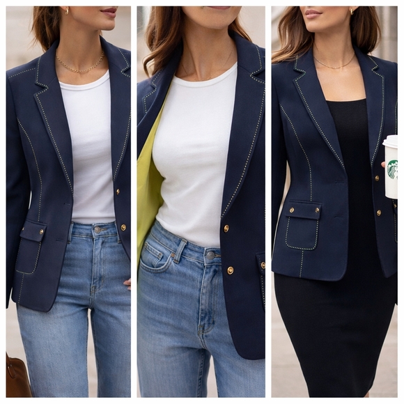 Trina Turk Jackets & Blazers - Trina Turk Tailored Blazer Jacket Contrast Stitch Lime Lining Size 8